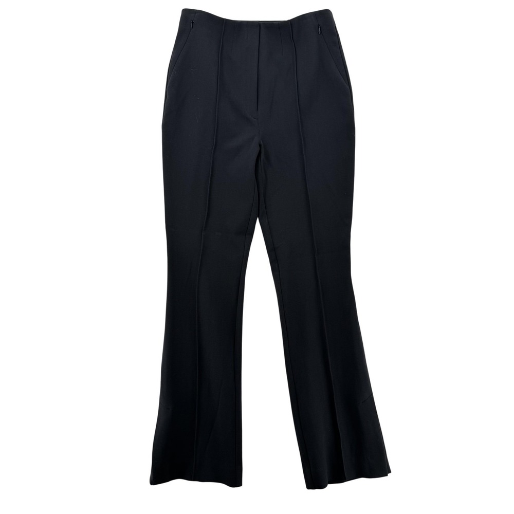 Anthropologie Womens 10 Black Kick Flare Split Hem Dress Pants Stretch 30x31 NWT